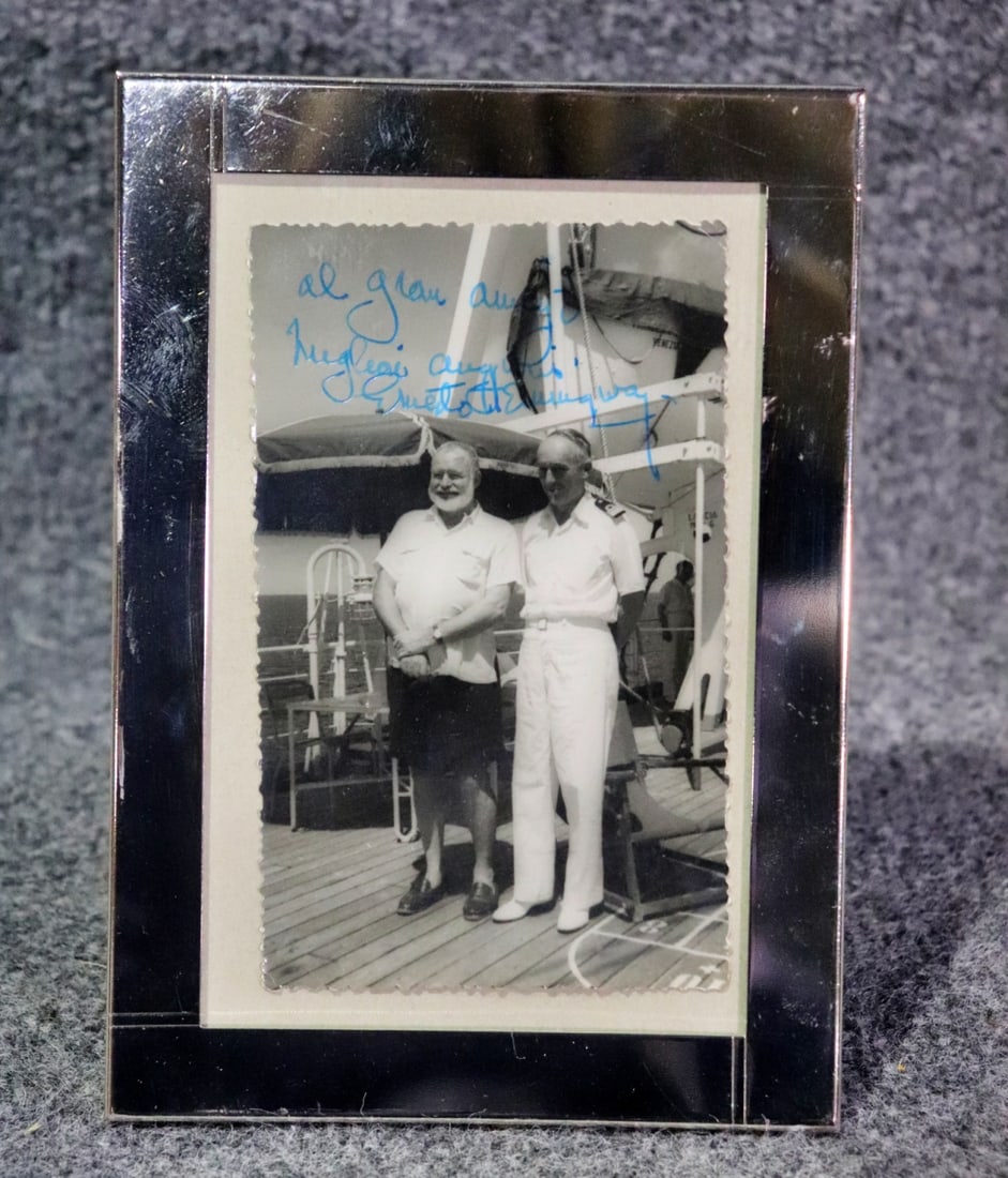 SIGNED ERNEST HEMINGWAY PHOTOGRAPH WITH SEA CAPTAIN (1 of 5)