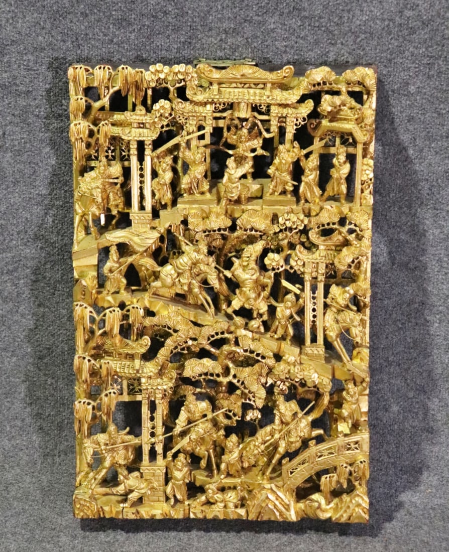 CHINESE CARVED GILTWOOD WALL PLAQUE (1 of 6)