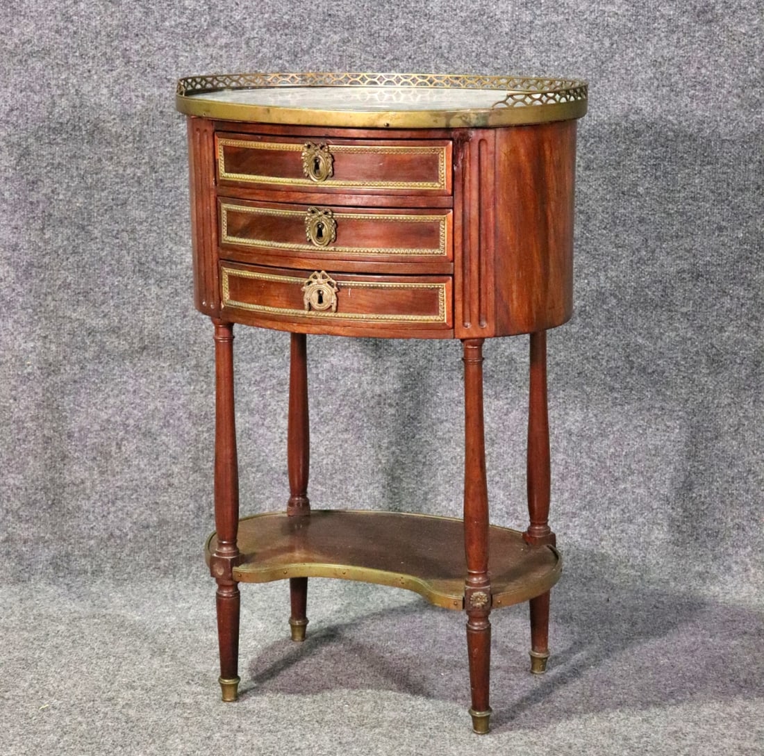 LOUIS XVI STYLE MARBLE TOP END TABLE (1 of 12)