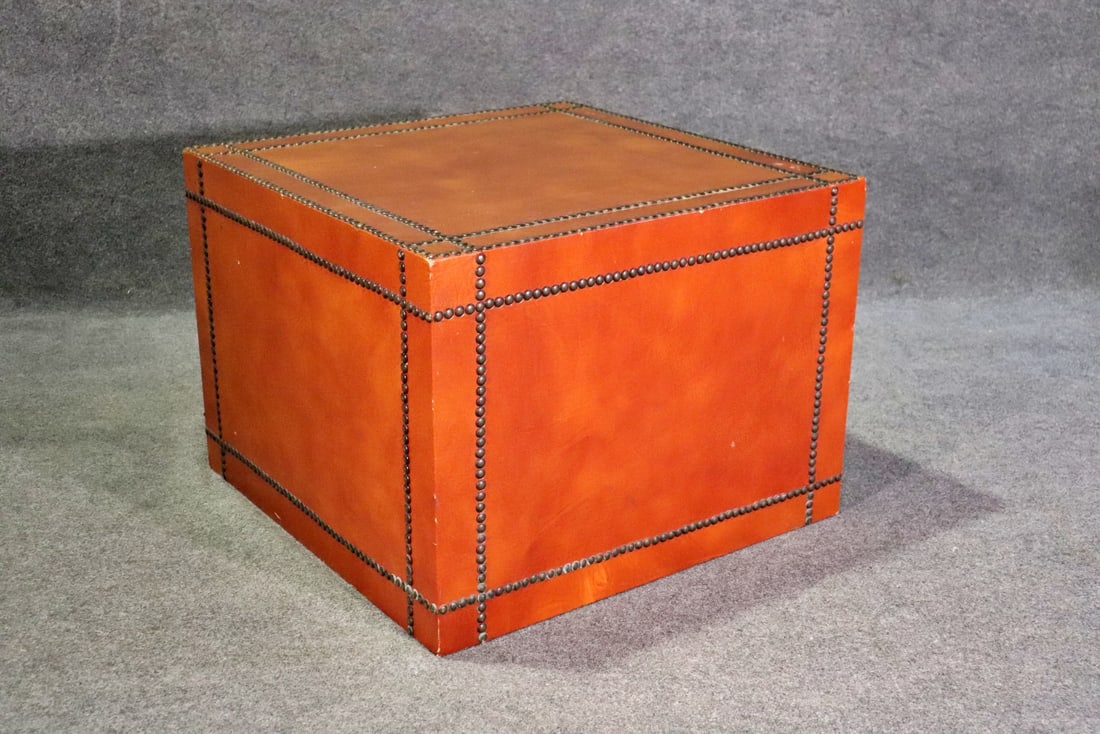 LEATHER WRAPPED OVERSIZED END TABLE (1 of 8)