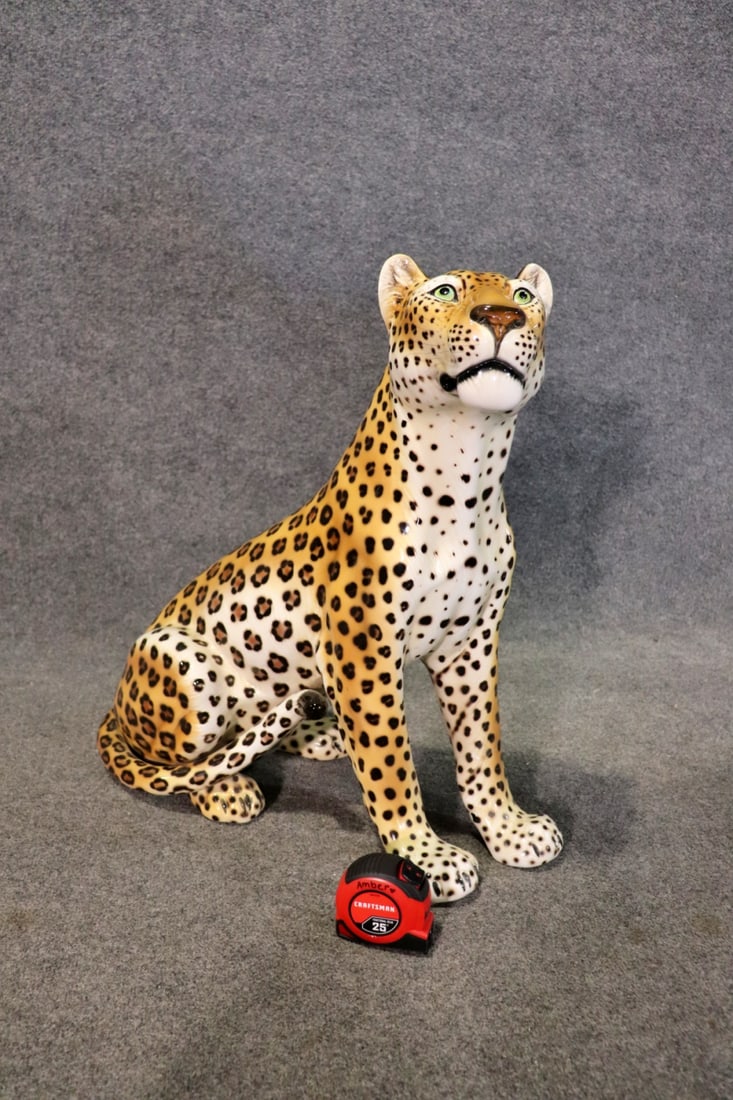 ITALIAN CERAMIC CHEETAH SCULPTURE (1 of 11)