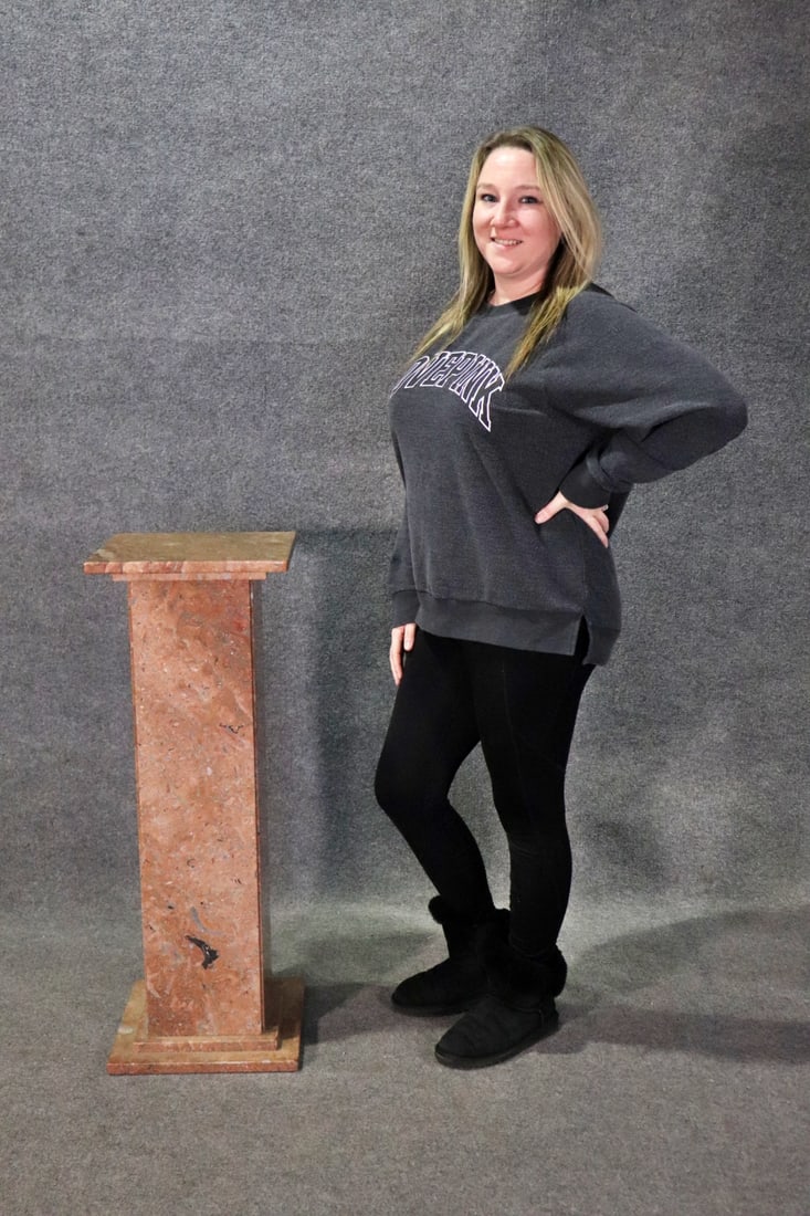ITALIAN POST MODERN PINK MARBLE PEDESTAL (1 of 8)