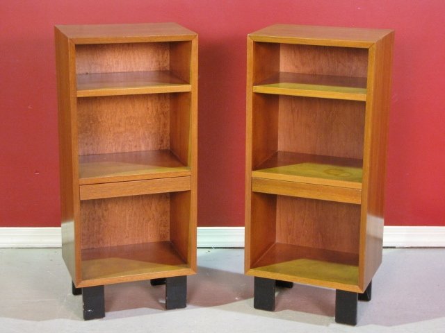 Pair GEORGE NELSON OPEN BOOKCASES: Very good condition. 40"h. x 17"w. x 12"d.