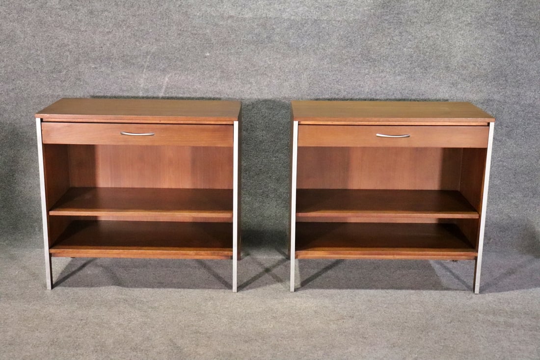 PAIR PAUL MCCOBB FOR CALVIN WALNUT & ALUMINUM CABINETS (1 of 20)