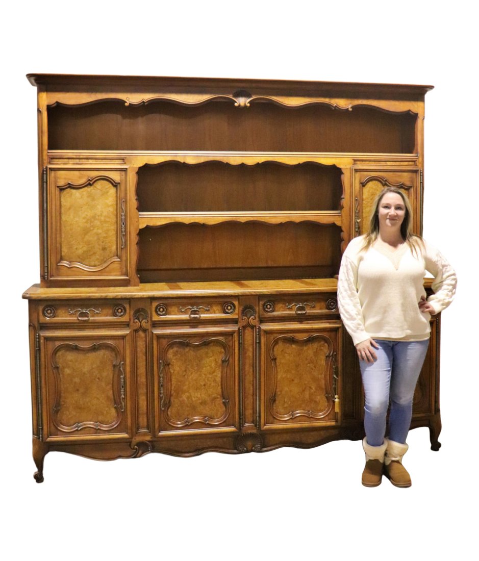 FRENCH LOUIS XV STYLE BURLED WALNUT COUNTRY FRENCH HUTCH (1 of 20)