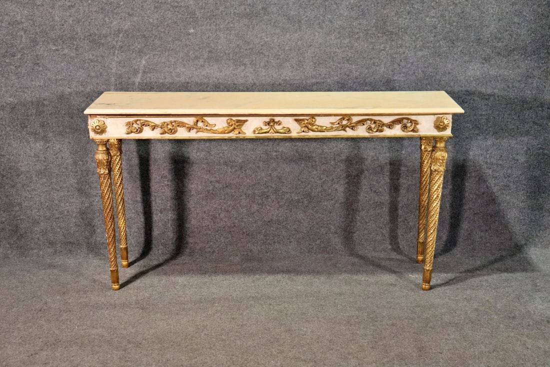 ITALIAN FLORENTINE MARBLE TOP CONSOLE TABLE (1 of 17)