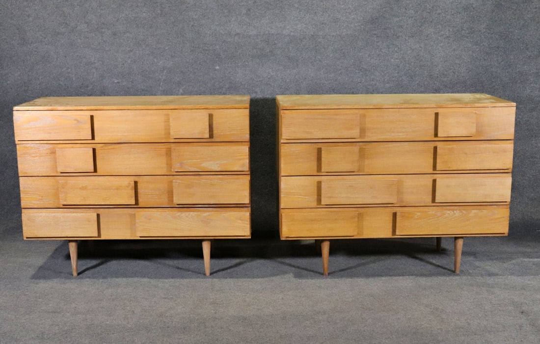 PAIR GIO PONTI STYLE 4 DRAWER DRESSERS (1 of 10)