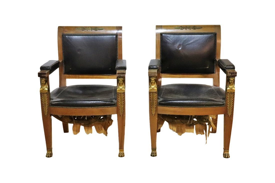 PAIR FRENCH EMPIRE STYLE ARM CHAIRS (1 of 11)