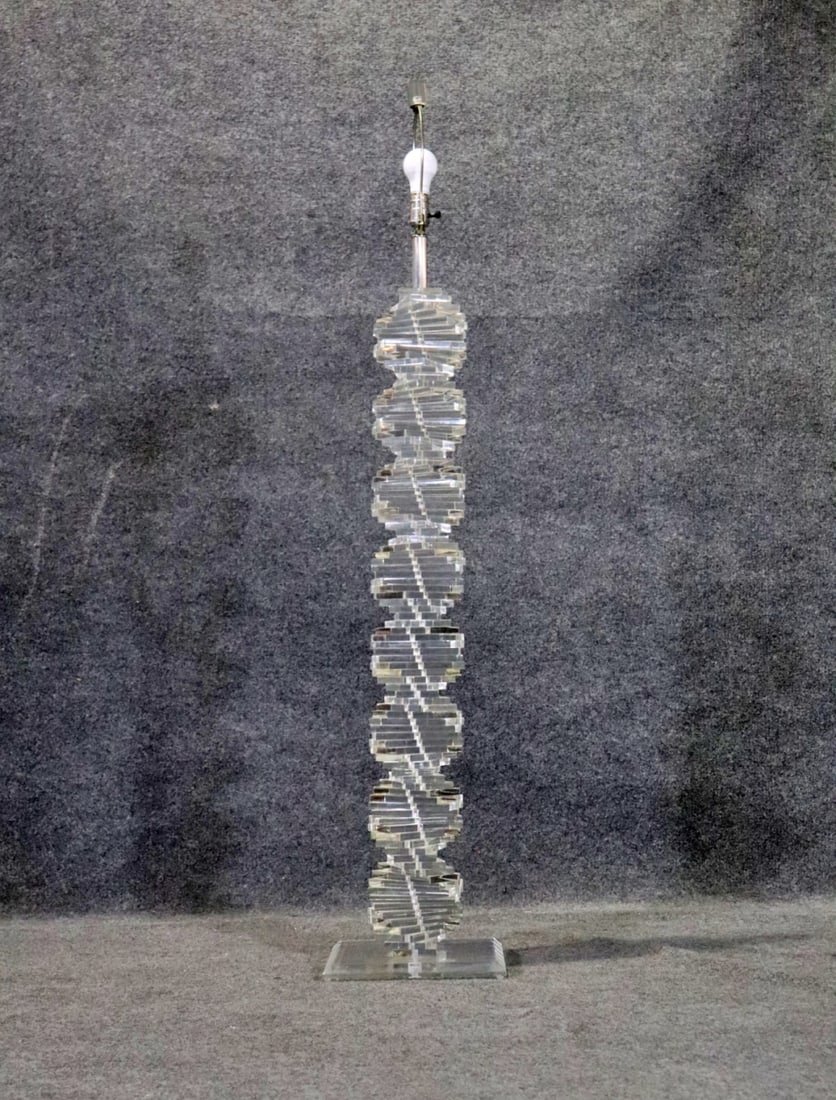 LUCITE FLOOR LAMP: Lucite. 60 1/2" h x 12" w x 12" d.