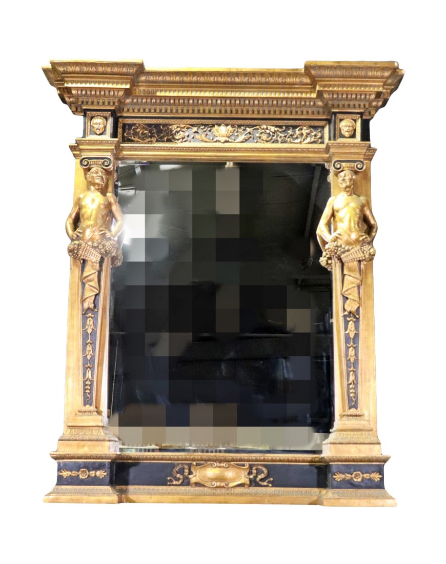 MONUMENTAL RENAISSANCE STYLE GILT FIGURAL MIRROR (1 of 12)