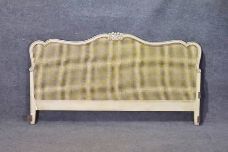 CANE PAINTED KING SIZE HEADBOARD: King size. Painted. Cane back. 43 1/2" h x 79 7/8" w x 1 1/2" d.