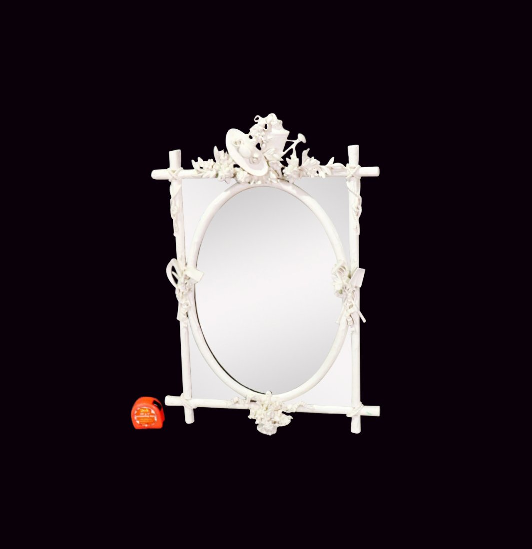 SWEDISH STYLE PAINTED WOOD CARVED MIRROR (1 of 9)