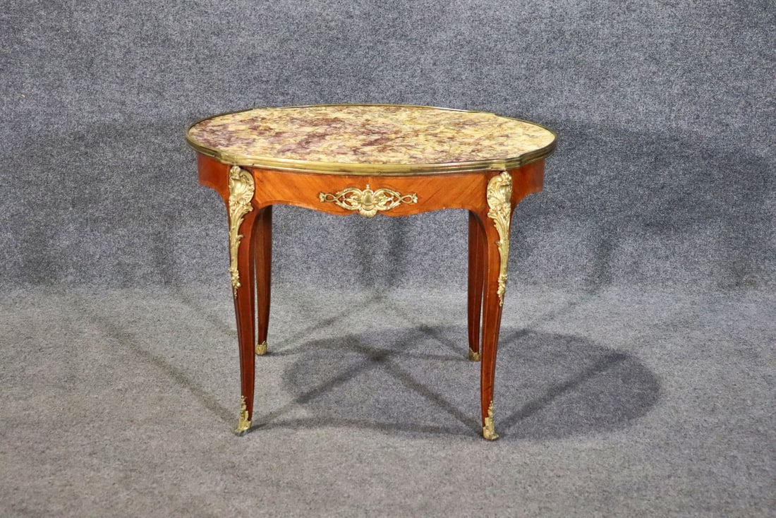 LOUIS XV STYLE MARBLE TOP COFFEE TABLE (1 of 9)