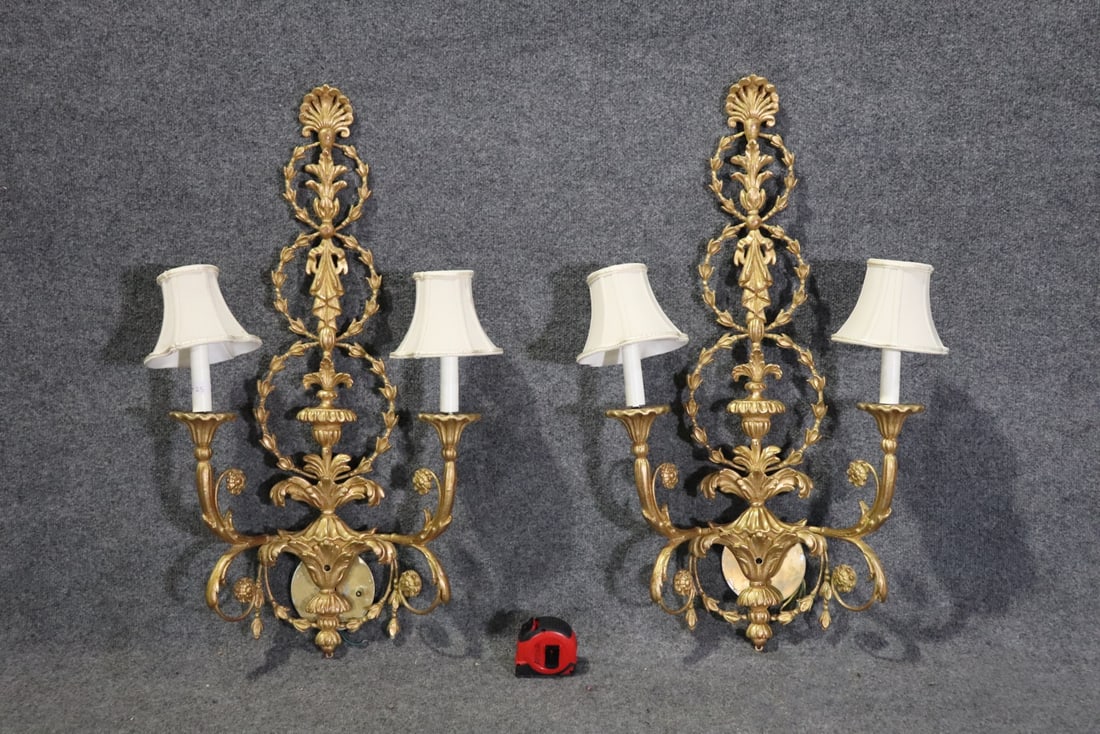 PAIR ITALIAN GILT WALL SCONCES (1 of 9)