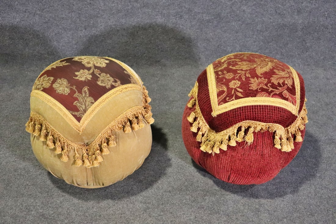 PAIR HAND MADE UPHOLSTERED OTTOMANS (1 of 8)