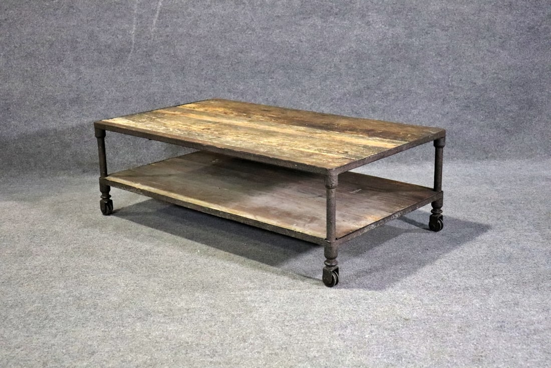 RESTORATION HARDWARE STYLE INDUSTRIAL 2 TIER COFFEE TABLE (1 of 13)