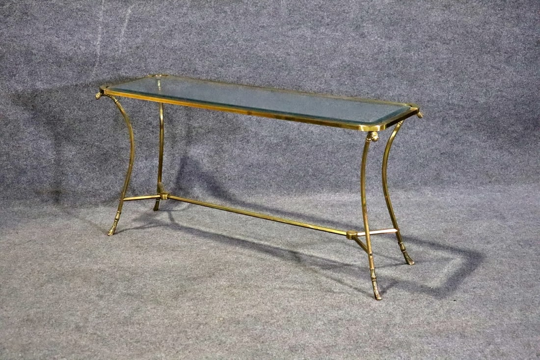 REGENCY STYLE BRASS & GLASS CONSOLE TABLE (1 of 8)