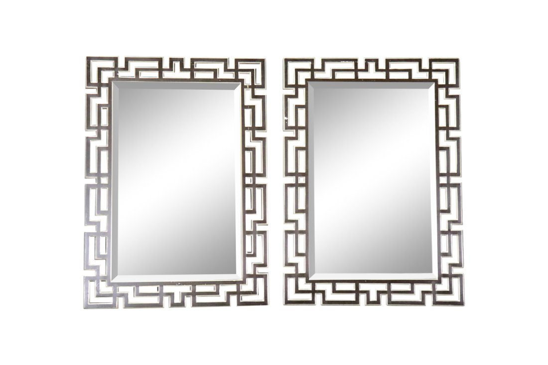 PAIR MID CENTURY MODERN WALL HANGING MIRRORS (1 of 7)