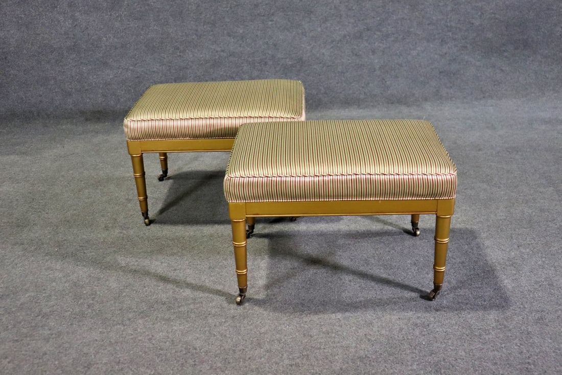 PAIR FRENCH GOLD PAINT DECORATED FAUX BAMBOO STOOLS (1 of 9)