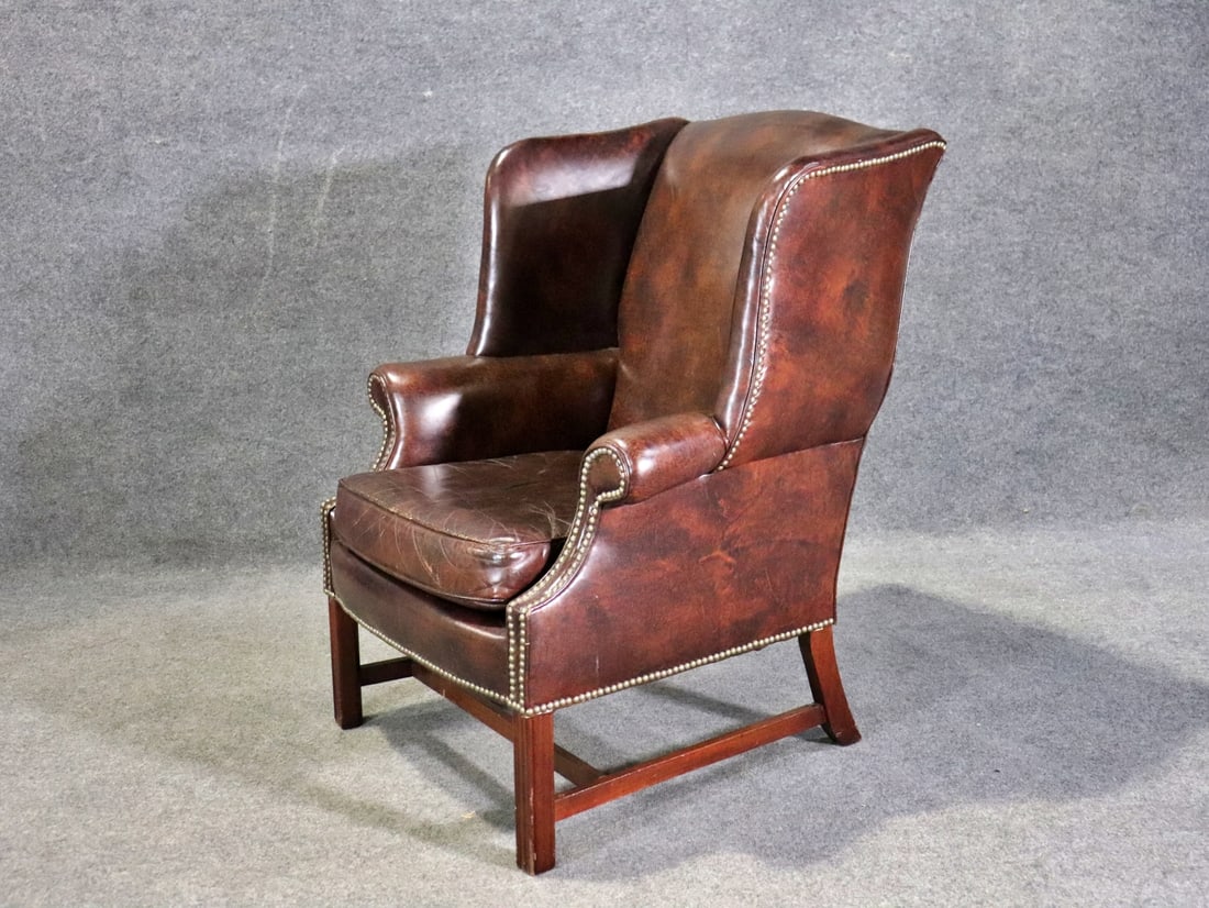 CLASSIC LEATHER WING BACK CHAIR (1 of 10)