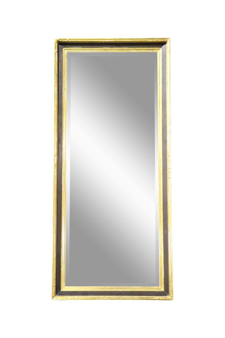 LARGE EBONIZED & GILT BEVELED EDGE MIRROR (1 of 11)