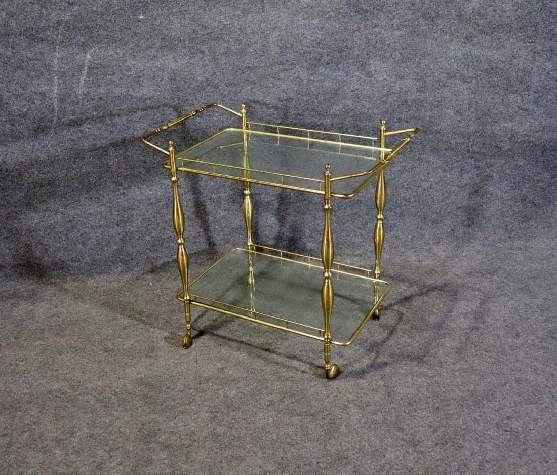 ITALIAN BRASS & GLASS 2 TIER BAR CART (1 of 7)
