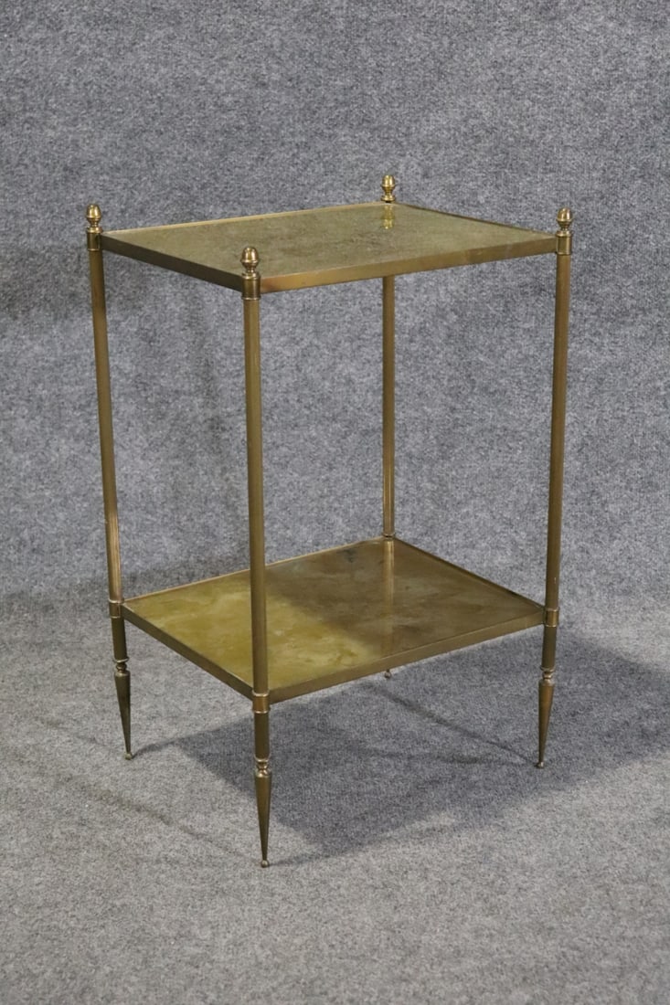 MAISON BAGUES STYLE NEOCLASSICAL BRASS 2 TIER SIDE TABLE (1 of 6)
