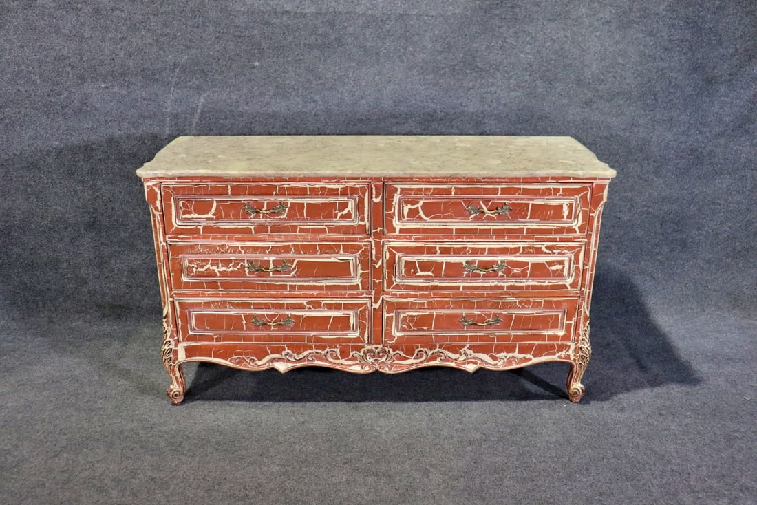 PAINT DECORATED MARBLE TOP DOUBLE DRESSER (1 of 15)