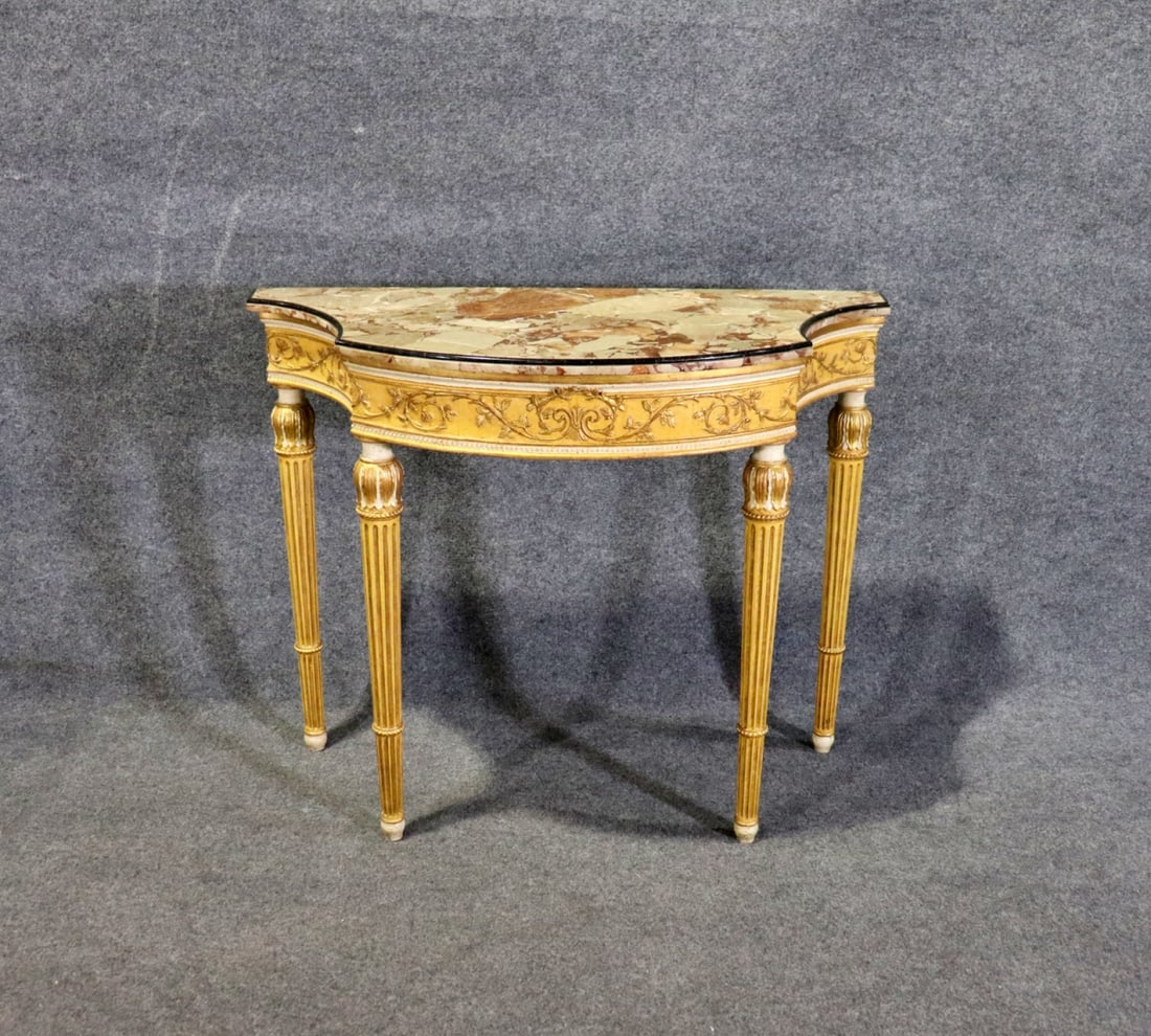 LOUIS XVI STYLE MARBLE TOP DEMILUNE CONSOLE TABLE (1 of 12)