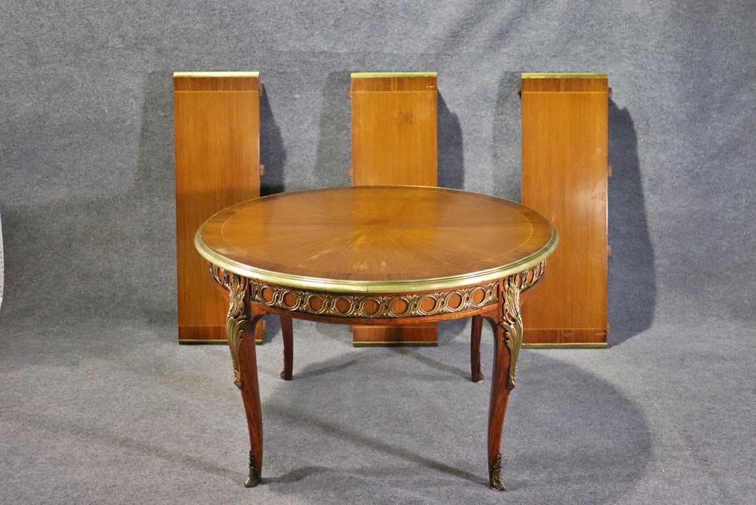 LOUIS XV STYLE GILT BRONZE MOUNTED EXTENSION DINING TABLE (1 of 15)