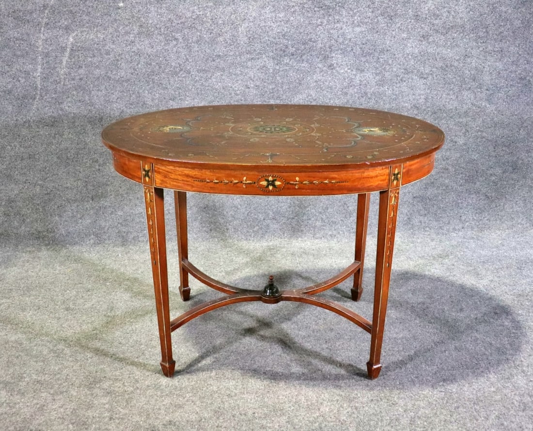 ADAMS STYLE PAINT DECORATED CENTER TABLE (1 of 12)