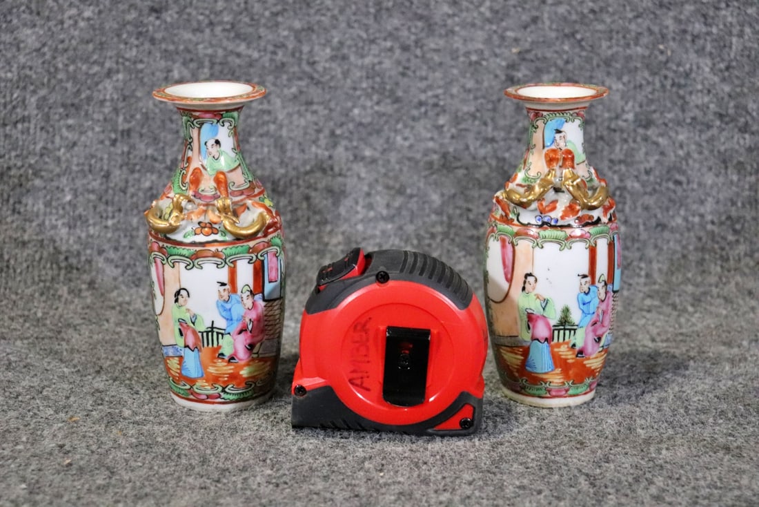 PAIR ROSE MEDALLION VASES (1 of 8)