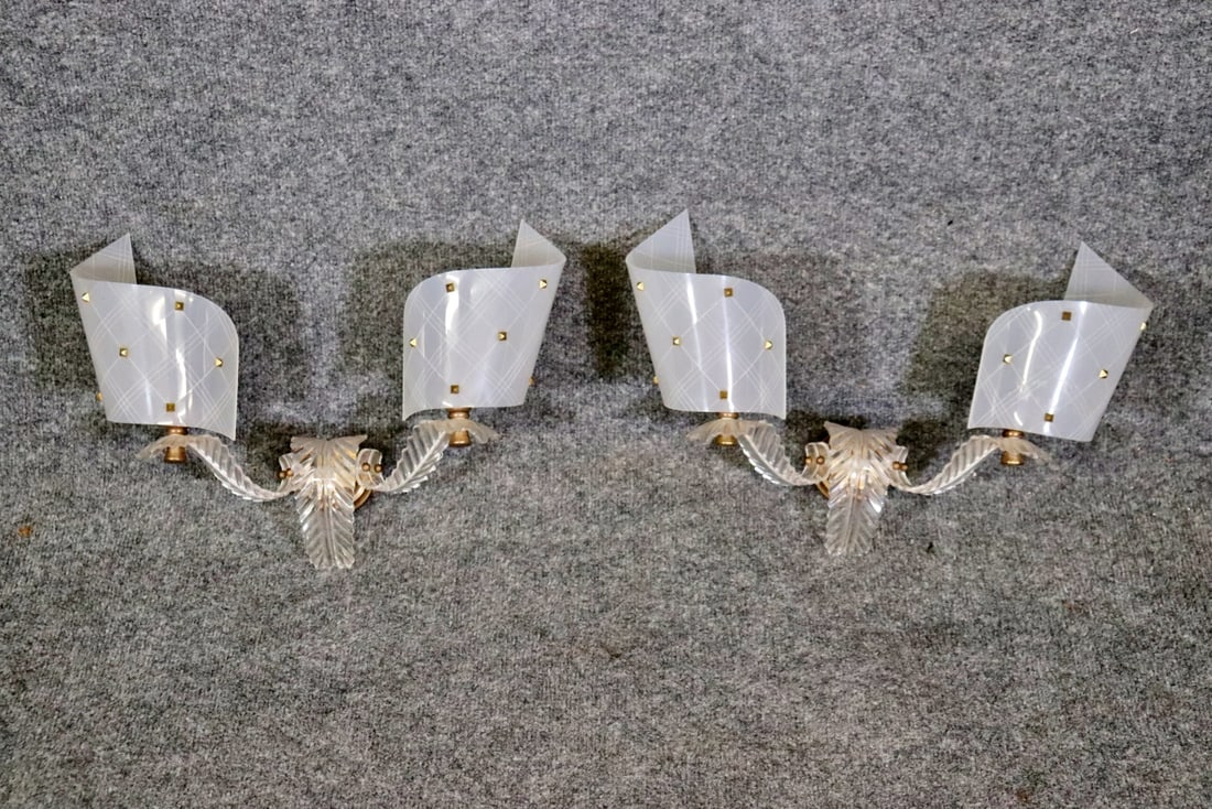 PAIR ART DECO LUCITE WALL SCONCES MANNER OF JULES LELEU (1 of 9)