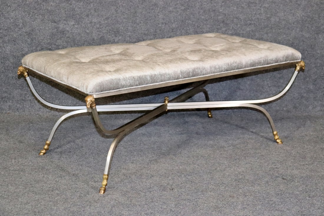 LARGE MAISON JANSEN RAMS HEAD UPHOLSTERED BENCH (1 of 10)