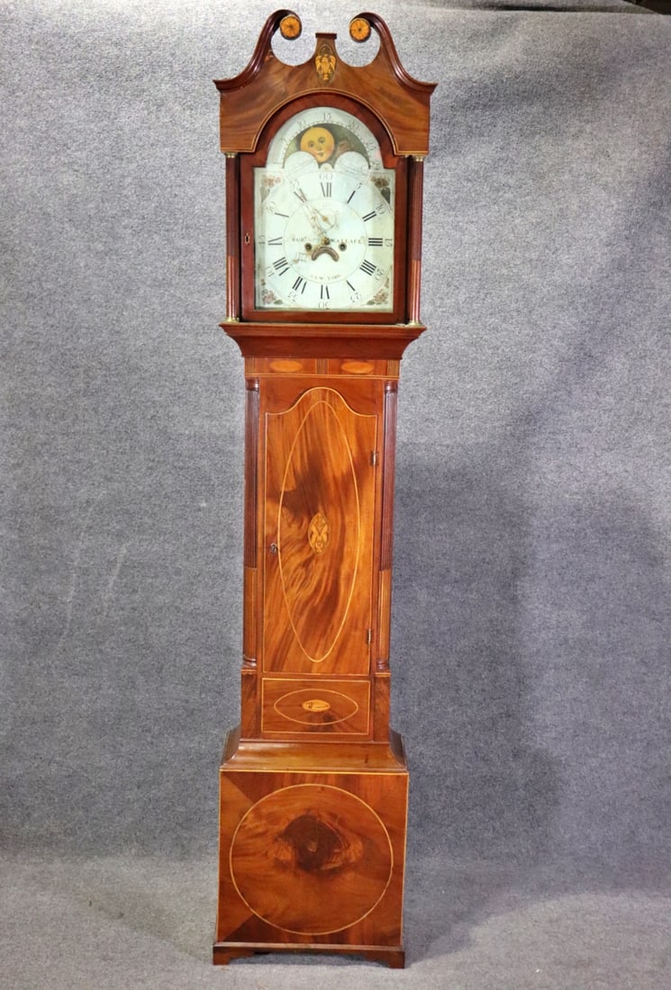 ANTIQUE AMERICAN ROBERT WALLACE NY GRANDFATHER CLOCK (1 of 14)