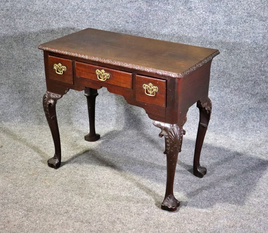 ANTIQUE AMERICAN SHELL CARVED LOWBOY (1 of 12)