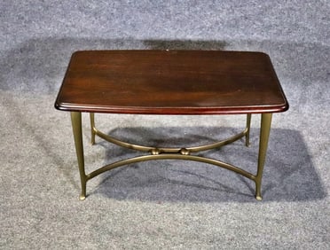 MID CENTURY MODERN ITALIAN BRASS & WALNUT COFFEE TABLE