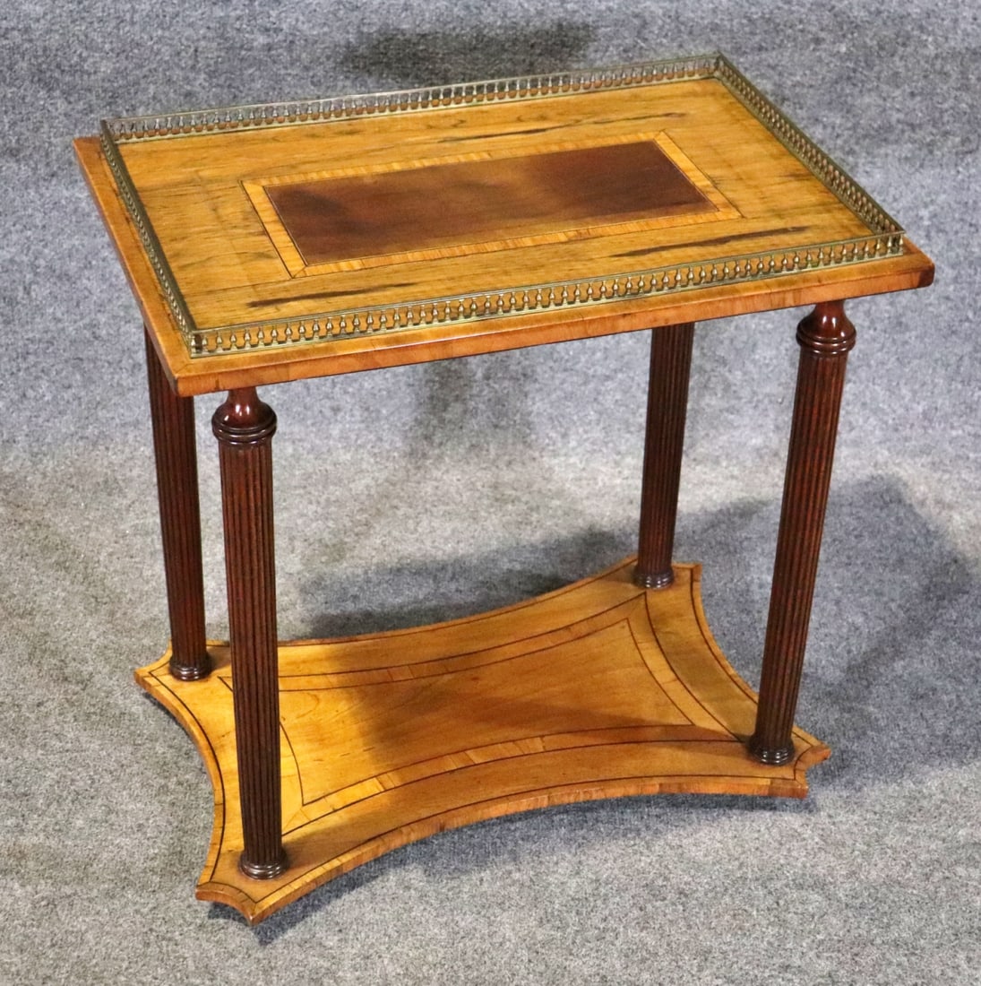 MARQUETRY INLAID 2 TIER ACCENT TABLE (1 of 10)