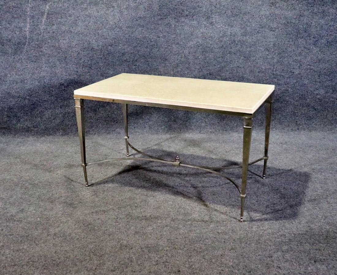 JEAN-MICHEL FRANK STYLE MARBLE & CHROME COFFEE TABLE (1 of 4)