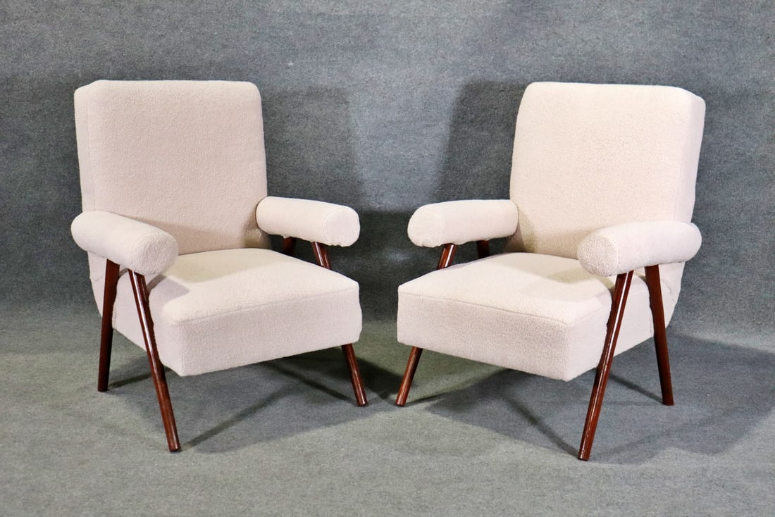 PAIR MID CENTURY MODERN DANISH STYLE LOUNGE CHAIRS (1 of 8)