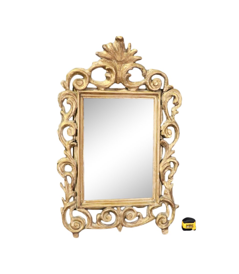 CARVED WOOD WALL HANGING MIRROR (1 of 11)