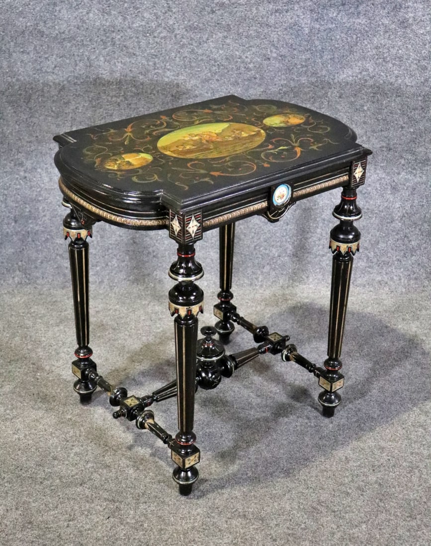 VICTORIAN EBONIZED CENTER TABLE ATTRIBUTED POTTIER & STYMUS (1 of 13)