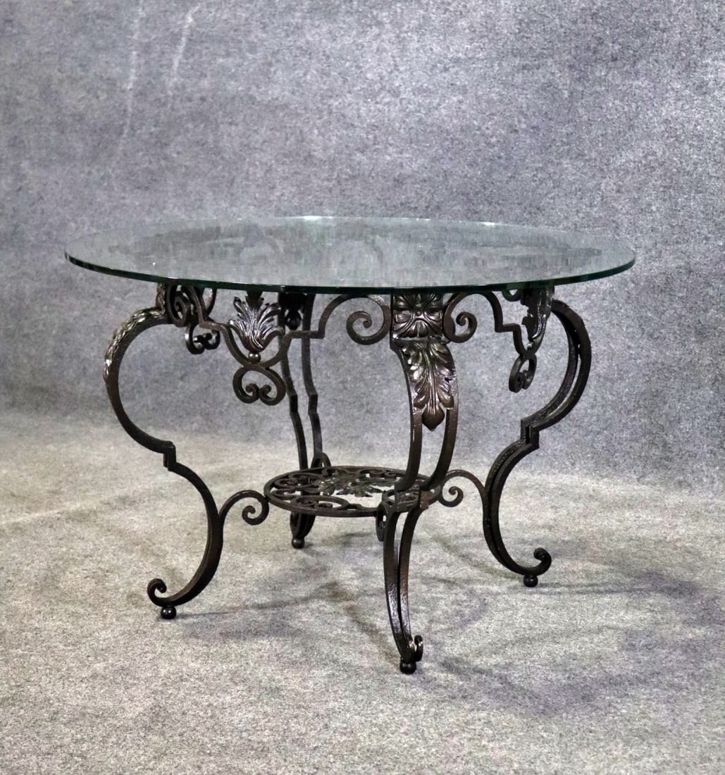 WROUGHT IRON & GLASS TOP CENTER TABLE (1 of 7)