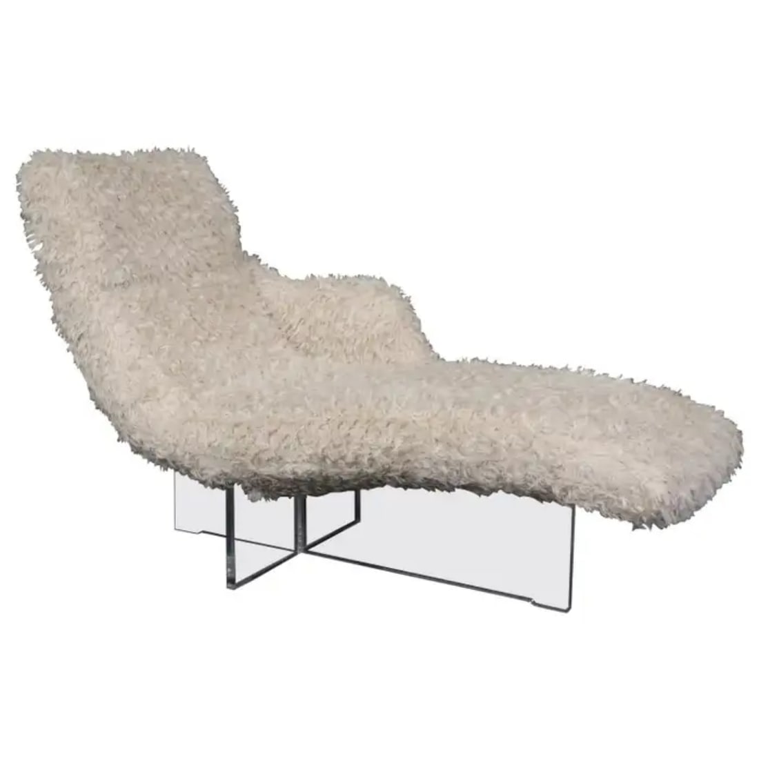 VLADIMIR KAGAN ATTRIBUTED LUCITE & FAUX FUR CHAISE DAYBED RECAMIER (1 of 12)