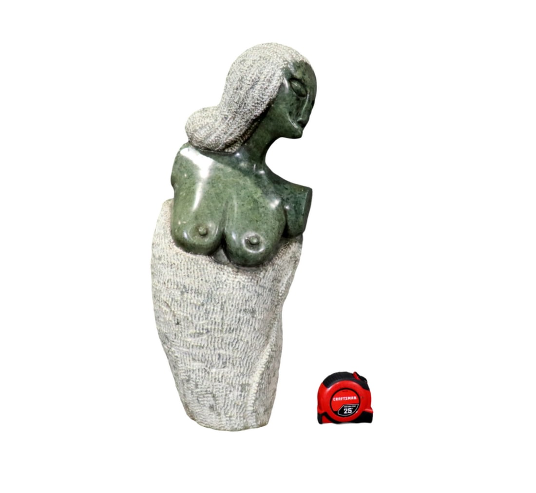 CHRISTOPHER MURENGWE MARBLE SCULPTURE NUDE WOMAN: Marble. Signed Christopher Murengwe 1994 on back. 23" h x 7 3/4" w x 6 1/2" d.