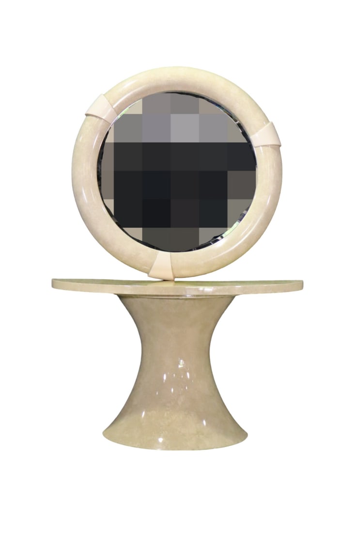 KARL SPRINGER STYLE DEMILUNE CONSOLE WITH MIRROR (1 of 9)