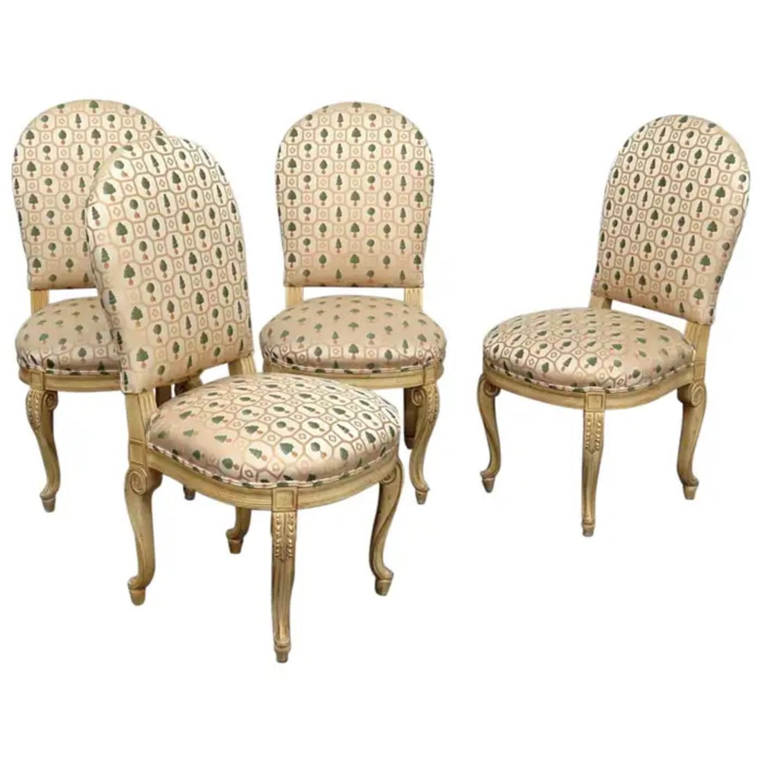 4 ANTIQUE LOUIS XV STYLE PAINTED DINING CHAIRS (1 of 7)