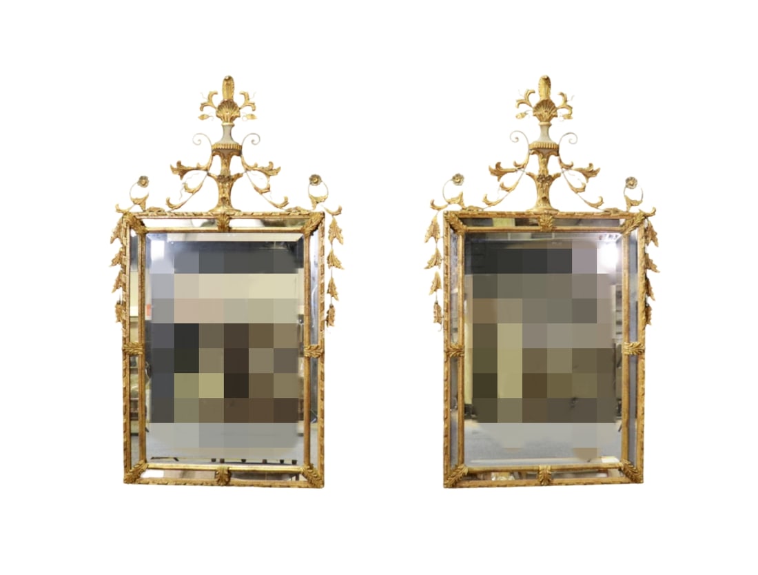 PAIR ADAMS STYLE GILT CARVED PIER MIRRORS (1 of 10)