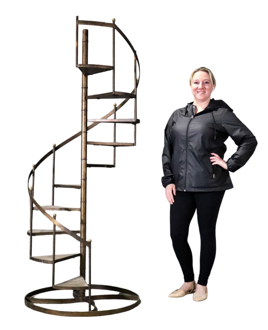 FAUX BAMBOO METAL SPIRAL STAIRCASE DISPLAY/STAND/PLANTER (1 of 8)