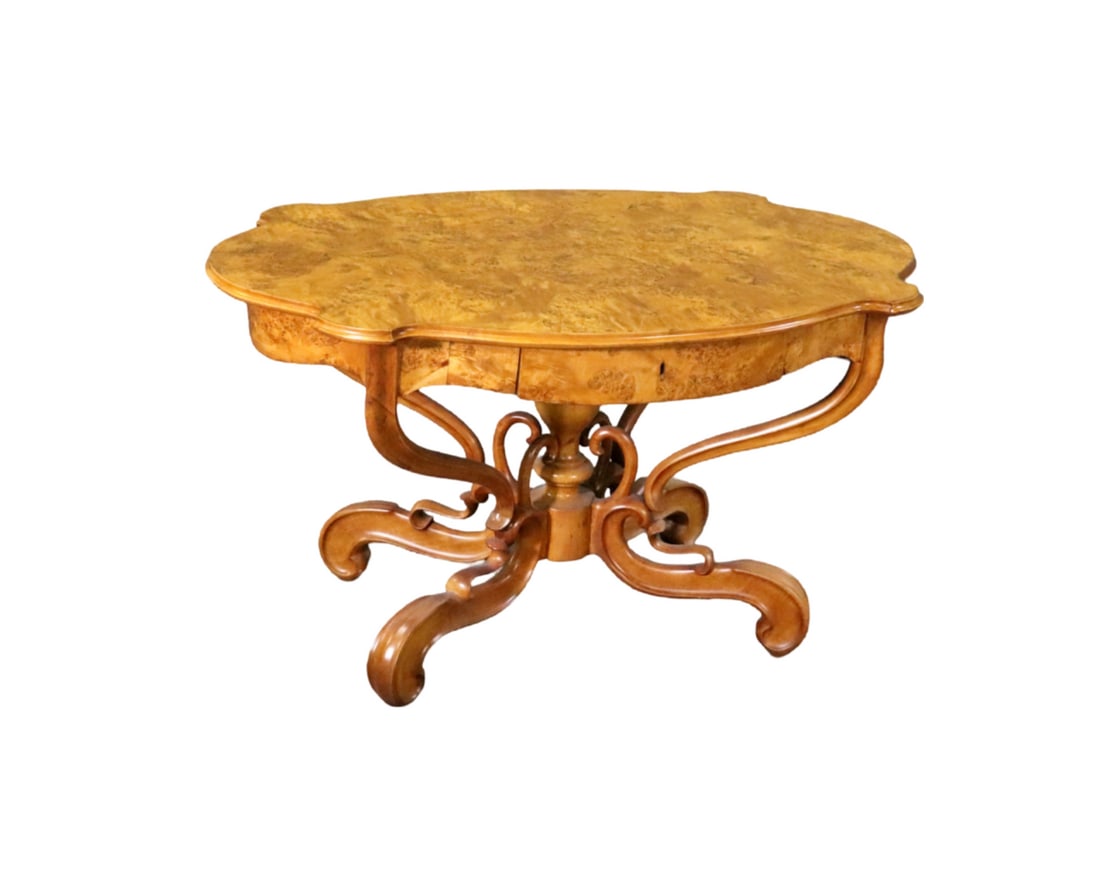 VICTORIAN BURL WALNUT LIBRARY TABLE (1 of 12)